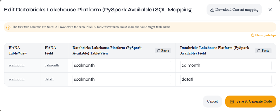 Edit mapping metadata